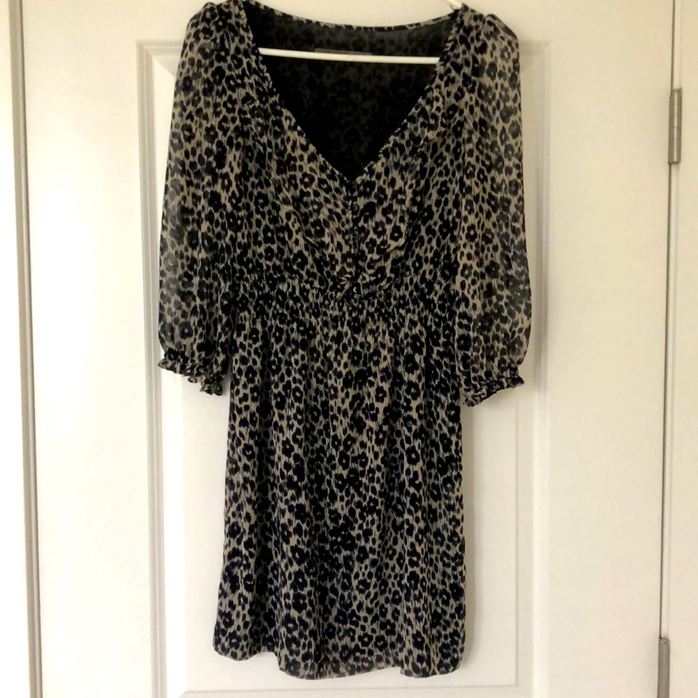 Zara long sleeve leopard dress